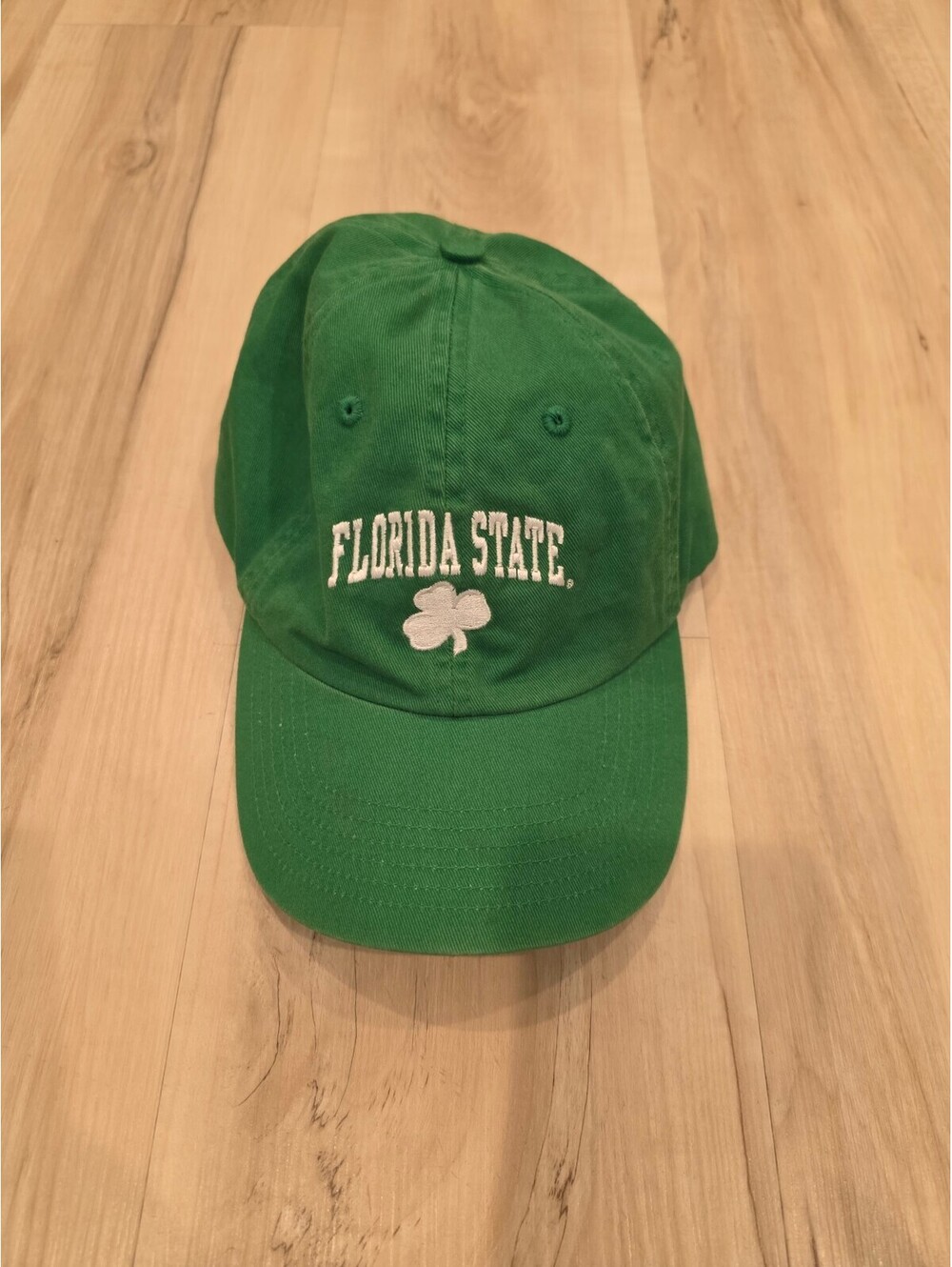 Green Florida State Baseball Cap with White Embroidery